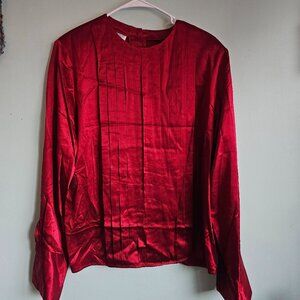 Burgundy 100% Silk Vintage Jason Prescott Blouse - Minor Damage